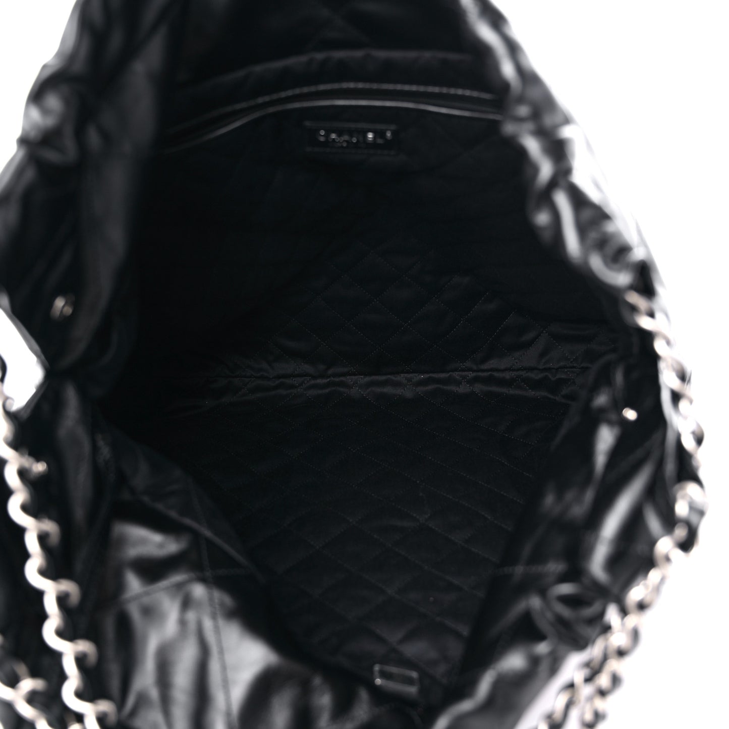 Shiny Calfskin Quilted Large Chanel 22 Black