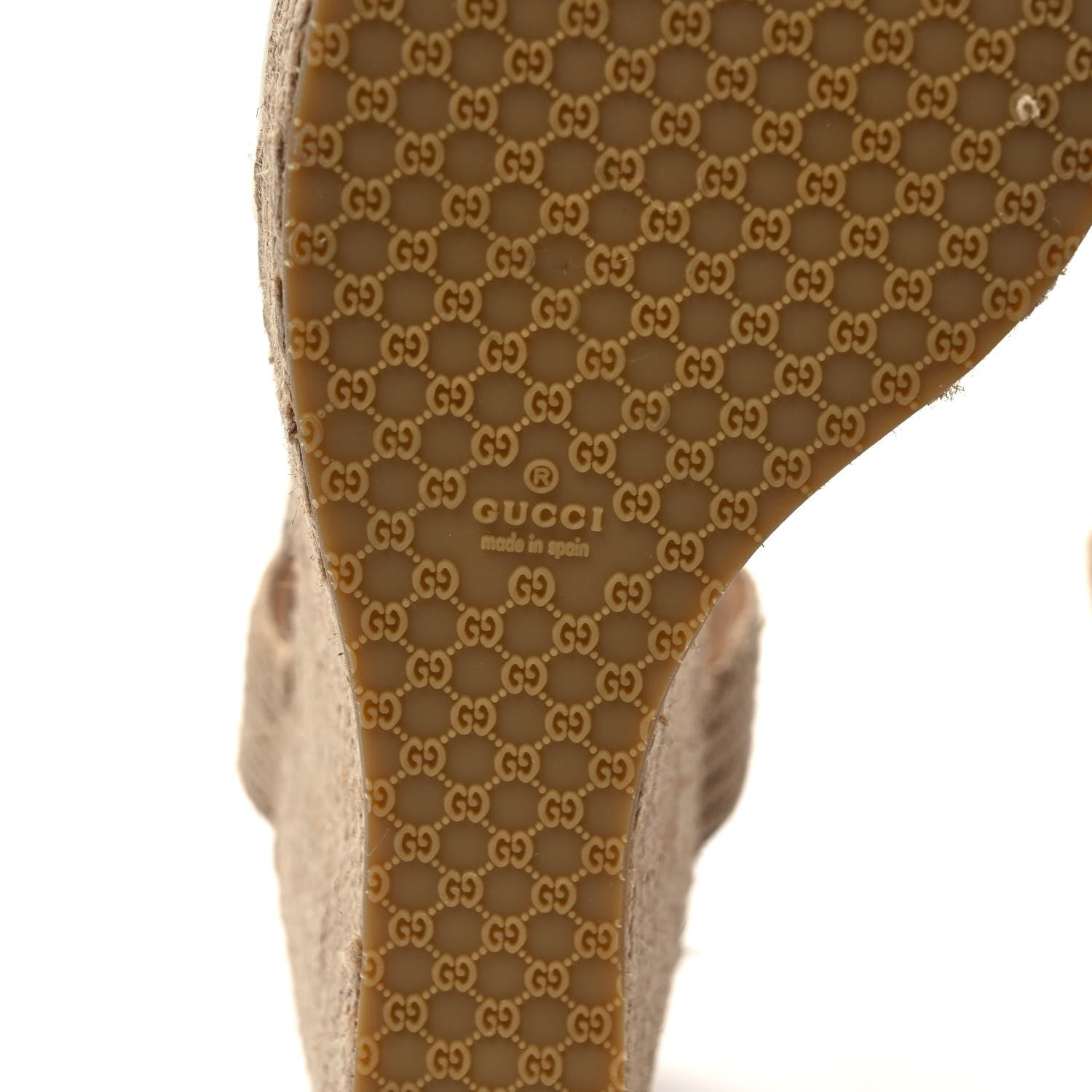 Gucci Kid Scamosciato Horsebit Platform Espadrille Wedge Sandals 41.5 Cream 6 of 8