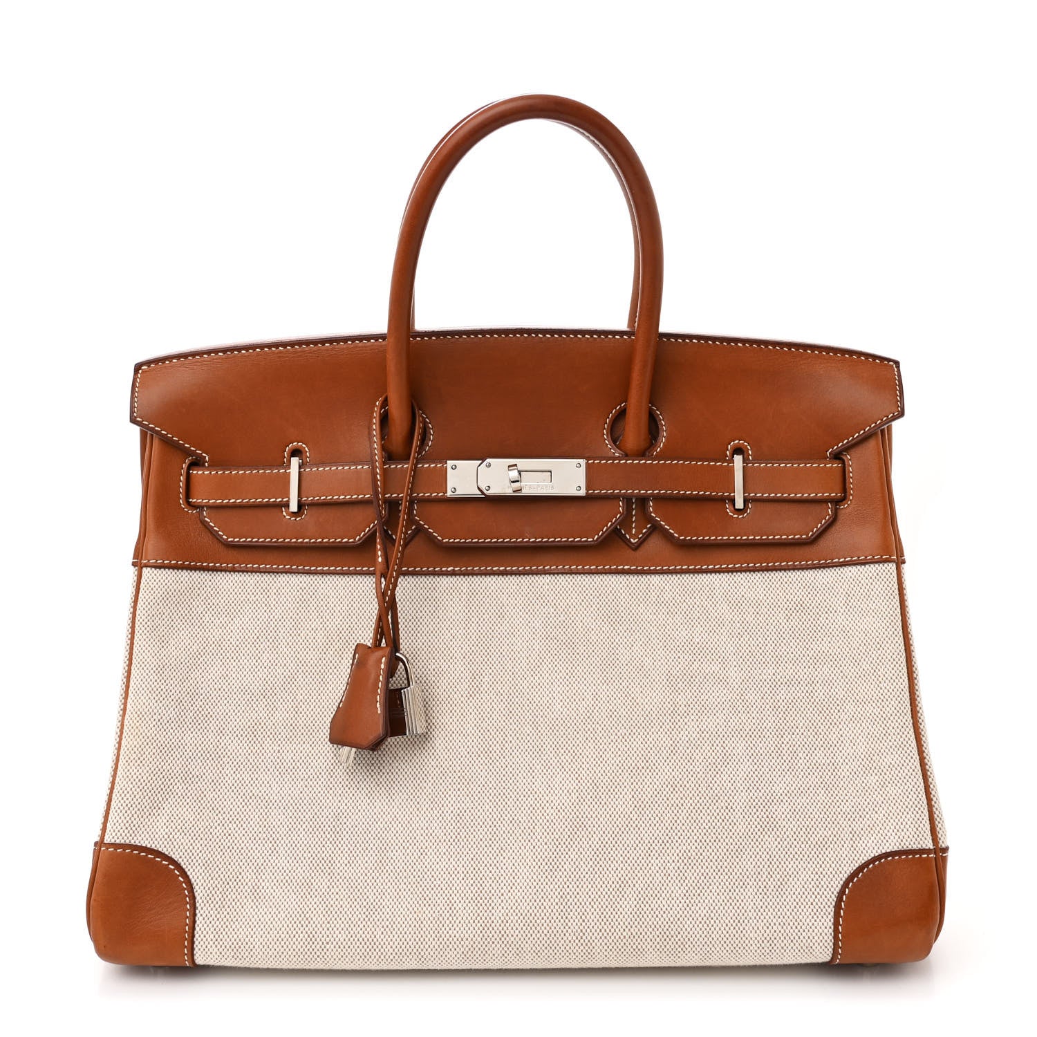 Hermes Toile Barenia Birkin 35 Fauve 1 of 10