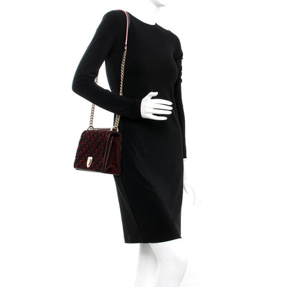 Christian Dior Velvet Monogram Print Medium Diorama Flap Bag Burgundy Red 2 of 7