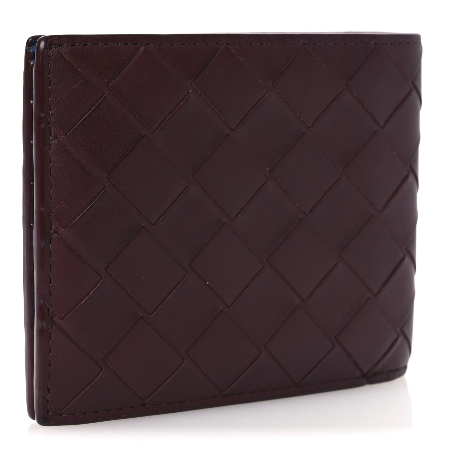 Nappa Maxi Intrecciato Bi-Fold Wallet Burgundy Blue