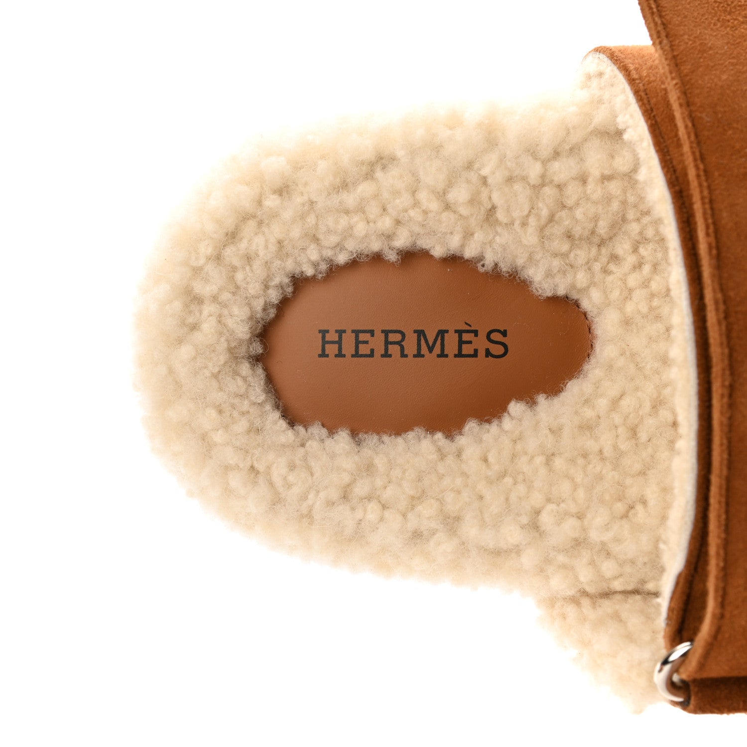 Hermes Suede Goatskin Woolskin Womens Chypre Sandals 36.5 Brun Fume Ecru 7 of 8