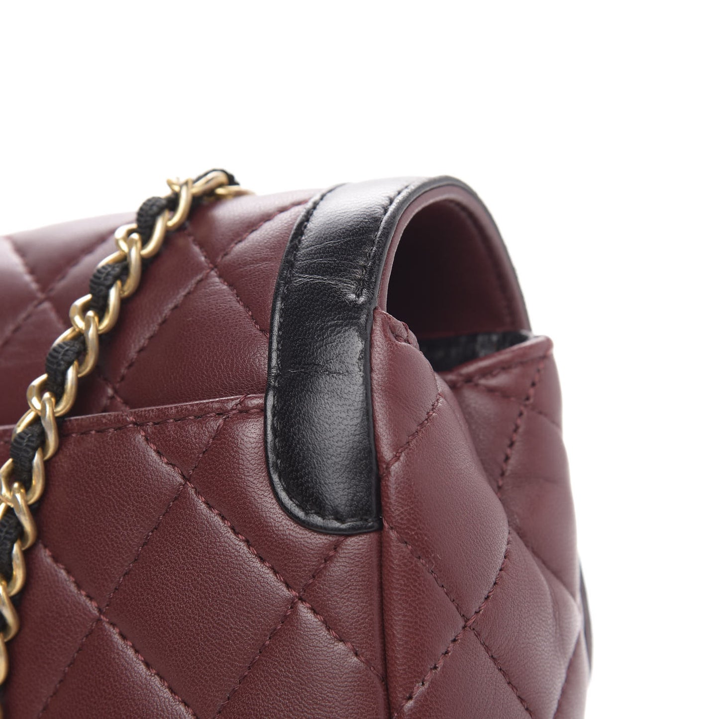 Lambskin Quilted Mini Two Tone Day Flap Burgundy