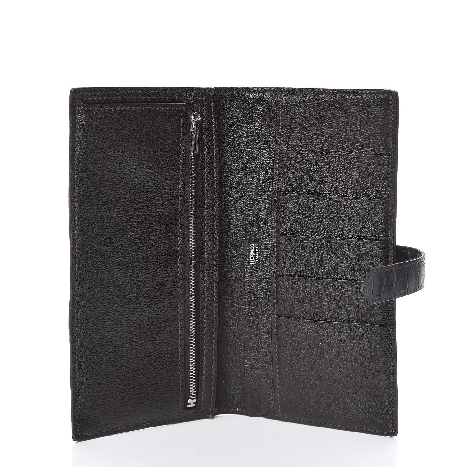Hermes Matte Alligator Bearn Wallet Chocolate 5 of 7