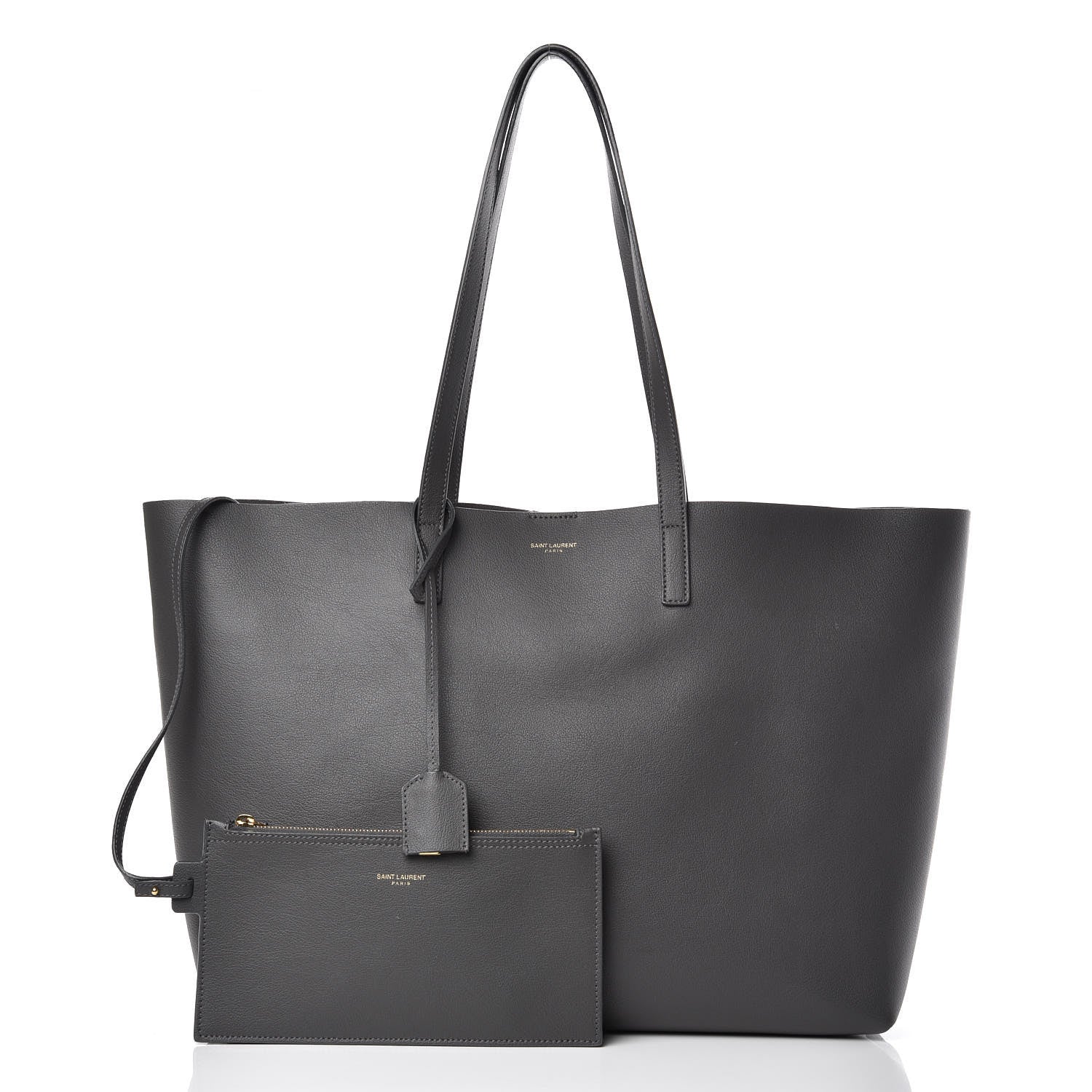 Saint Laurent Calfskin Large Shopping Tote Dark Grey 3 of 11