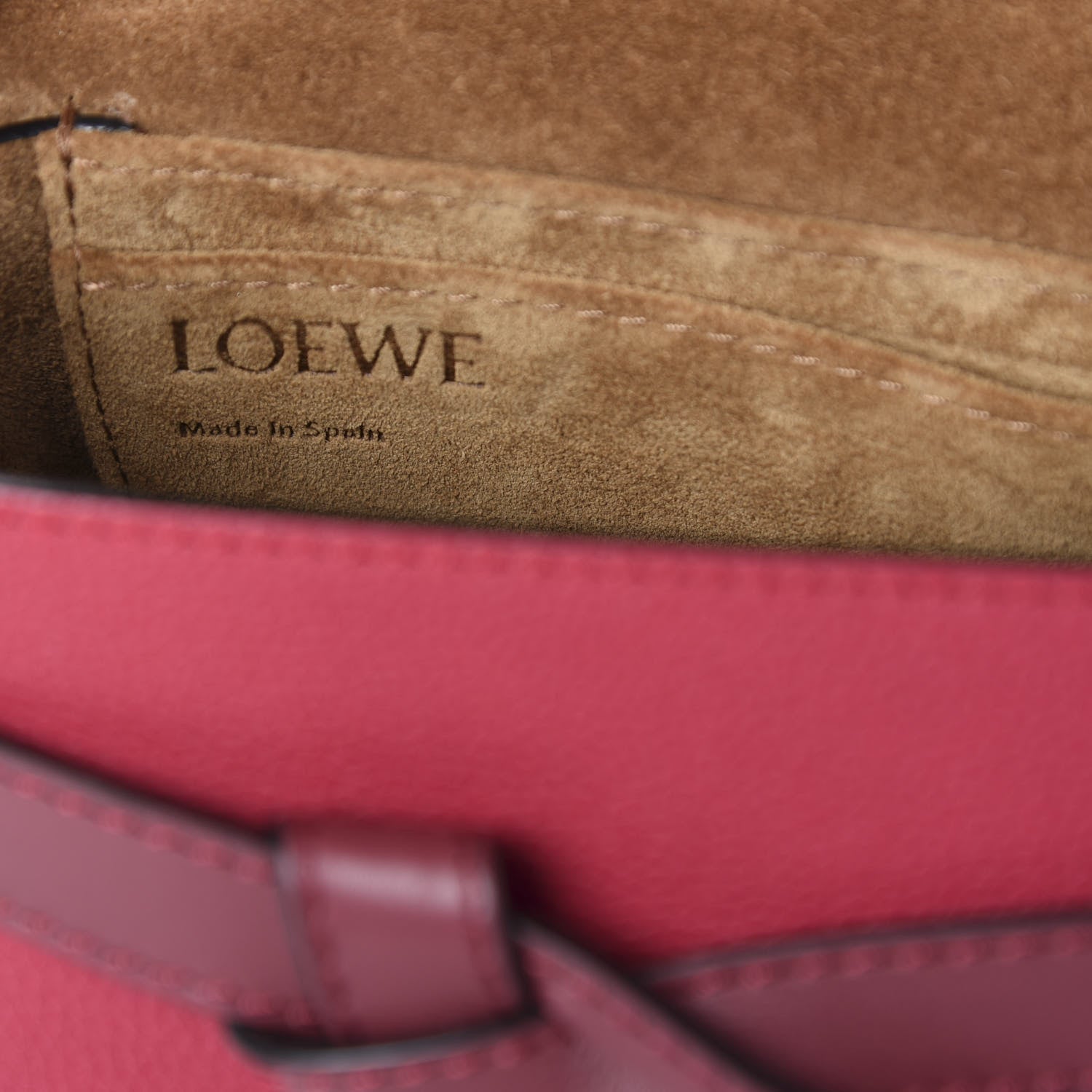 Loewe Grained Calfskin Mini Gate Crossbody Bag Raspberry Wine 8 of 9