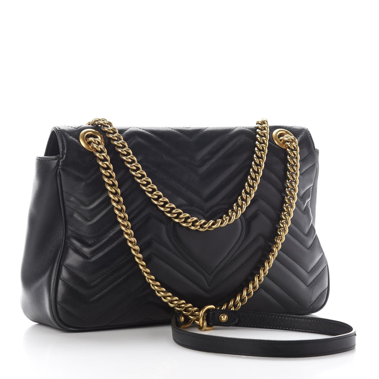 Calfskin Matelasse Medium GG Marmont Shoulder Bag Black
