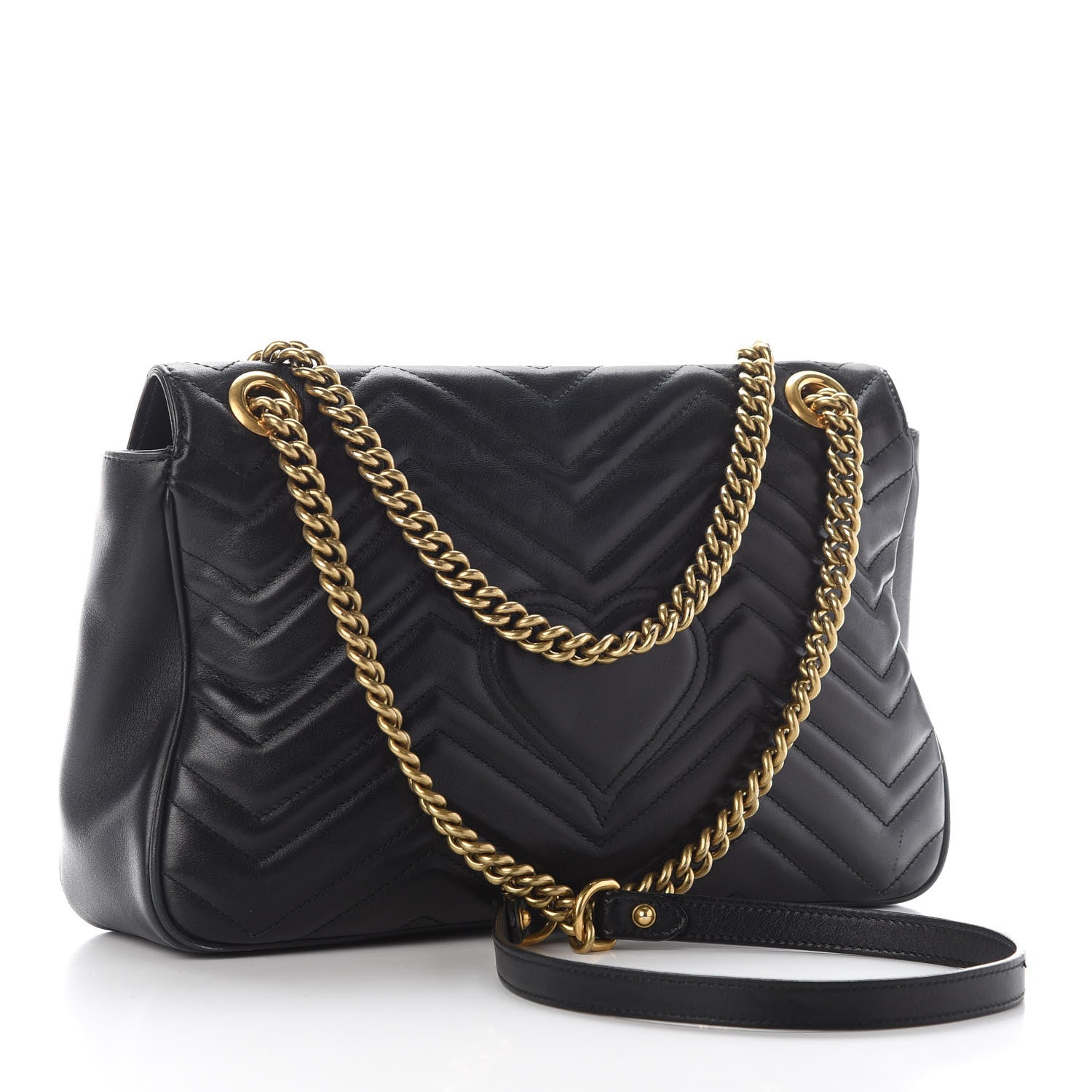 Gucci Calfskin Matelasse Medium GG Marmont Shoulder Bag Black 3 of 11