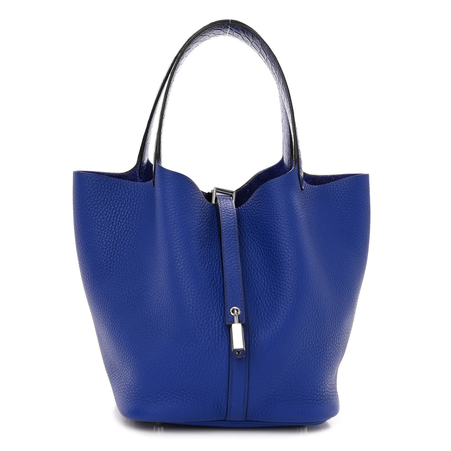 Taurillon Clemence Matte Alligator Picotin Lock Touch 22 MM Bleu Electrique