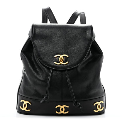 Chanel Caviar Triple CC Backpack Black 1 of 17