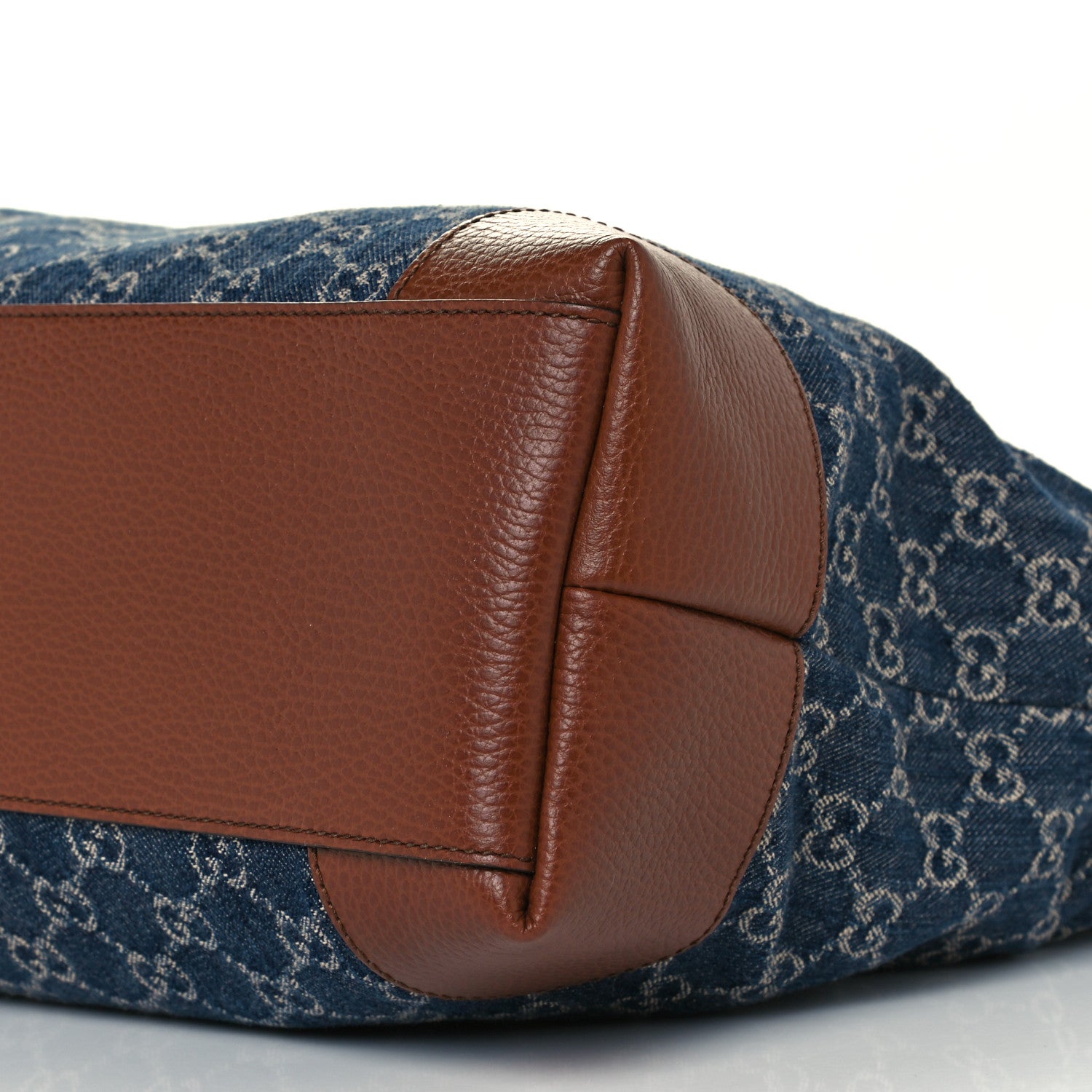 Gucci New Denim GG Monogram Medium Ophidia Shopping Tote Blue Tea Cuir 11 of 11