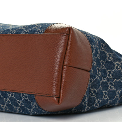Gucci New Denim GG Monogram Medium Ophidia Shopping Tote Blue Tea Cuir 11 of 11