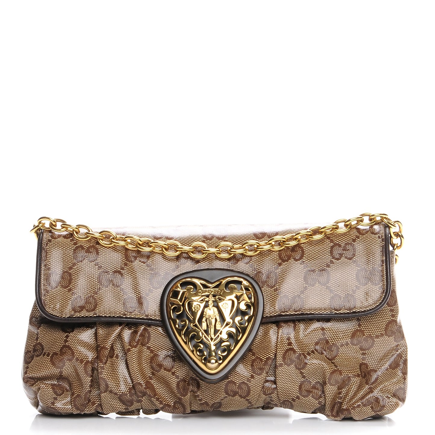 Crystal Monogram Babouska Clutch Dark Brown