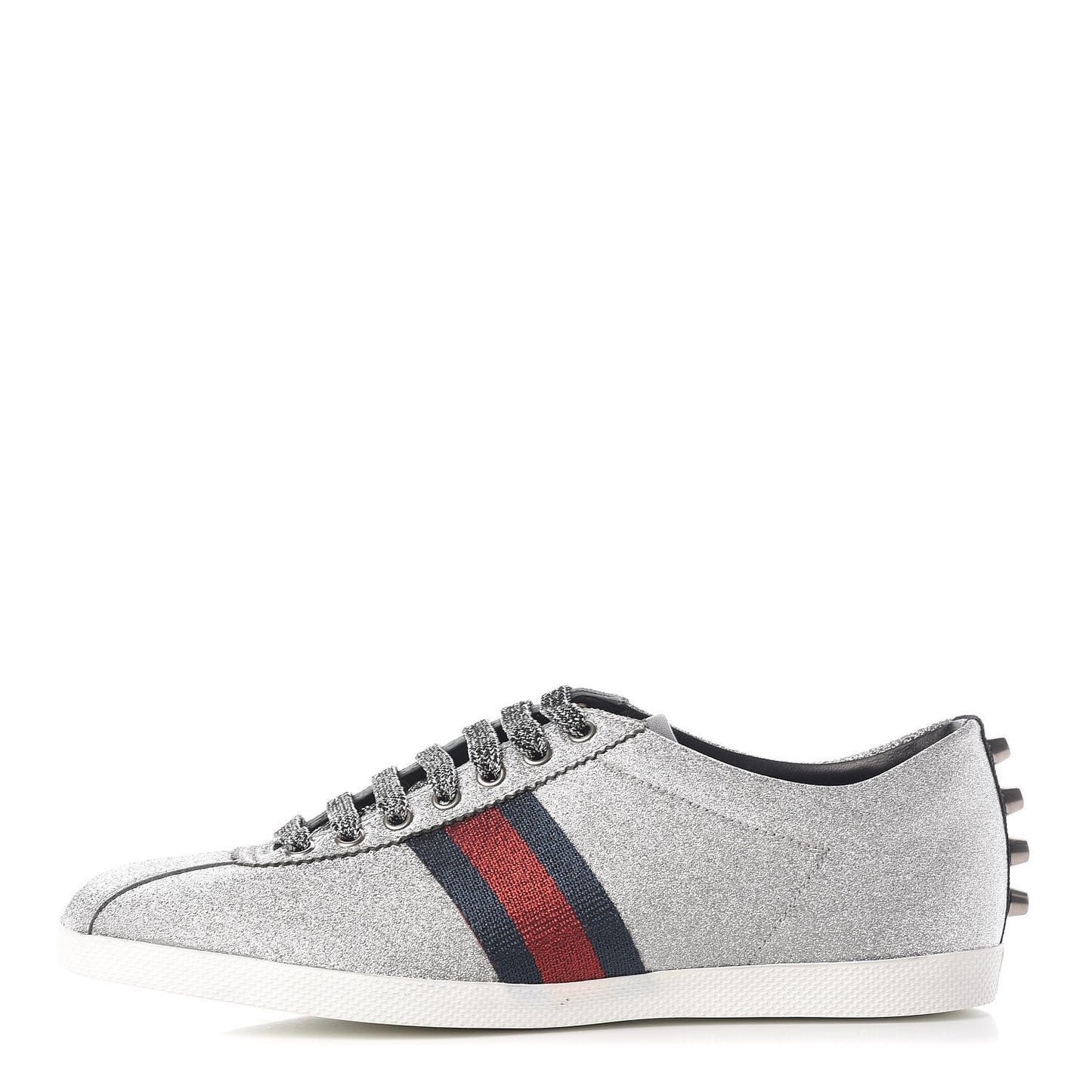 Glitter Fabric Studded Web Mens Sneakers 8 Silver