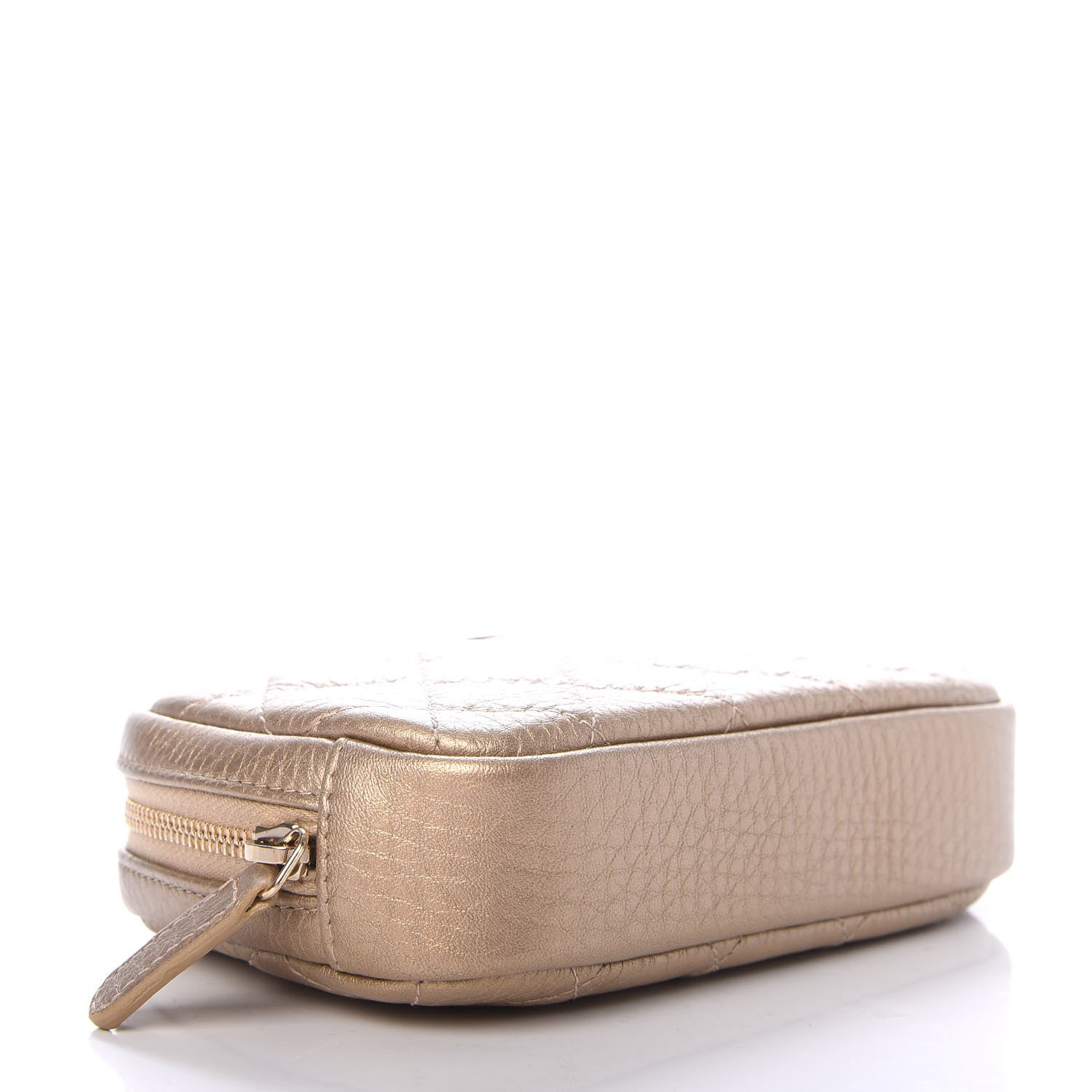 Chanel Metallic Calfskin Quilted Small Curvy Pouch Cosmetic Case Gold 4 of 7