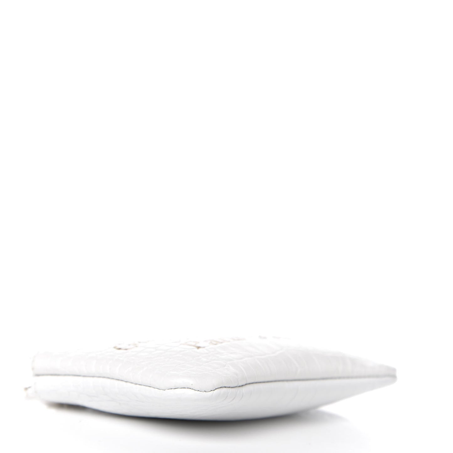 Calfskin Crocodile Embossed Cocodile Cosmetic Case White Gold
