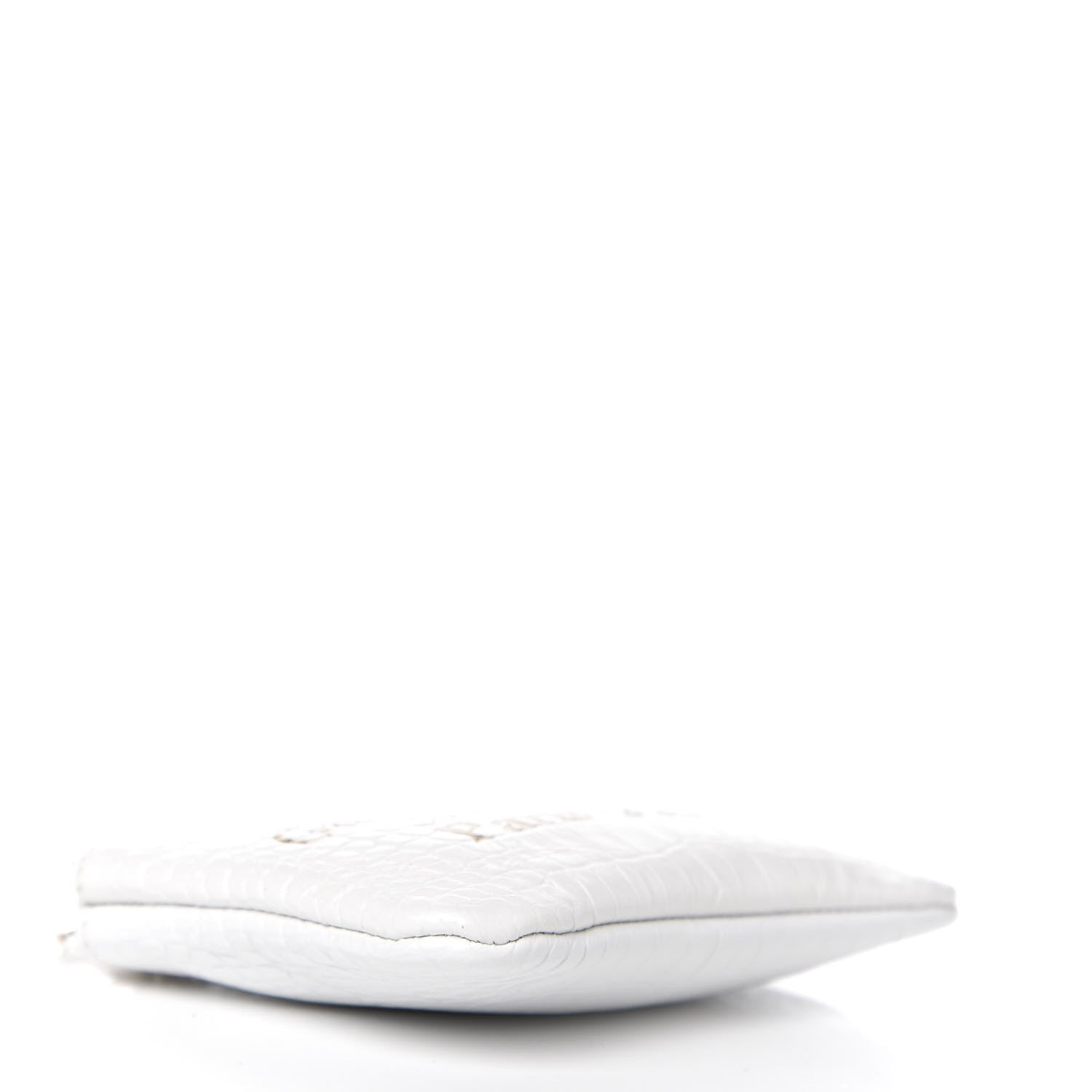 Chanel Calfskin Crocodile Embossed Cocodile Cosmetic Case White Gold 3 of 7