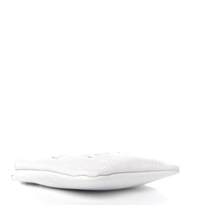 Chanel Calfskin Crocodile Embossed Cocodile Cosmetic Case White Gold 3 of 7