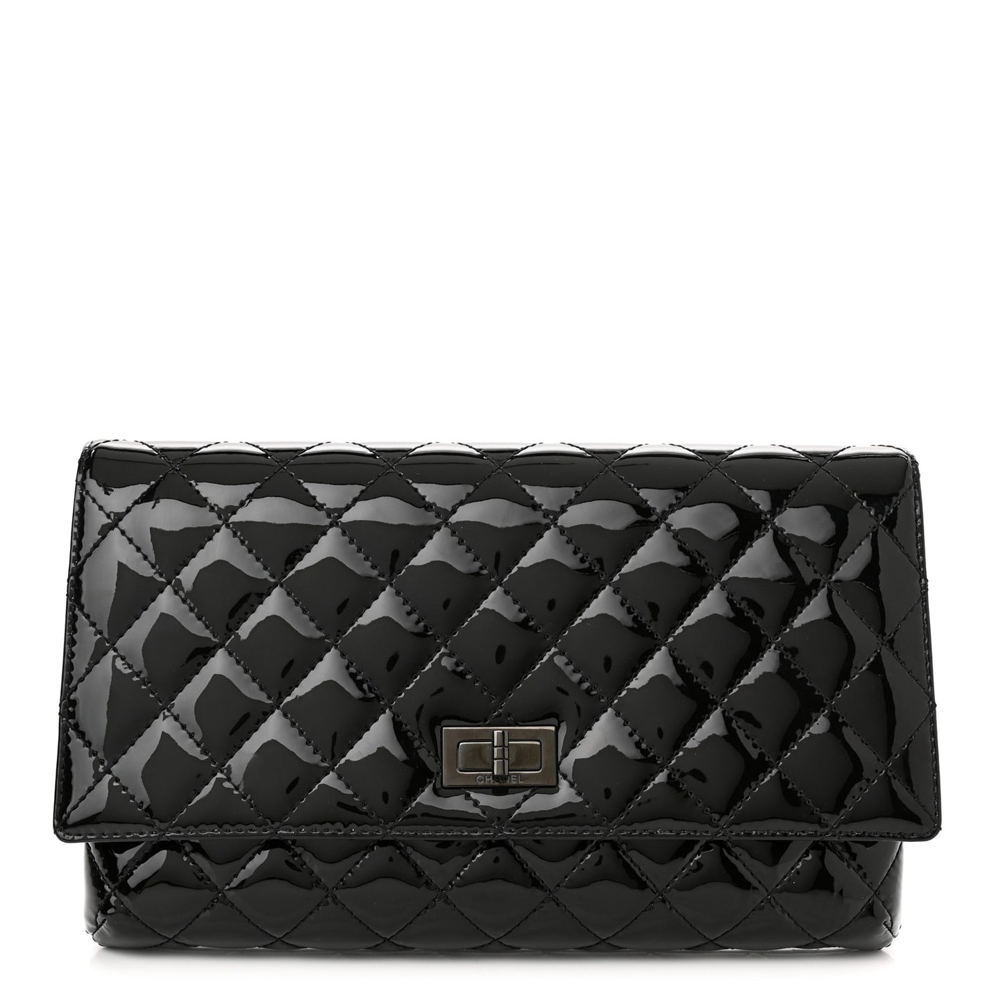 Patent Calfskin Quilted Reissue 2.55 Clutch So Black