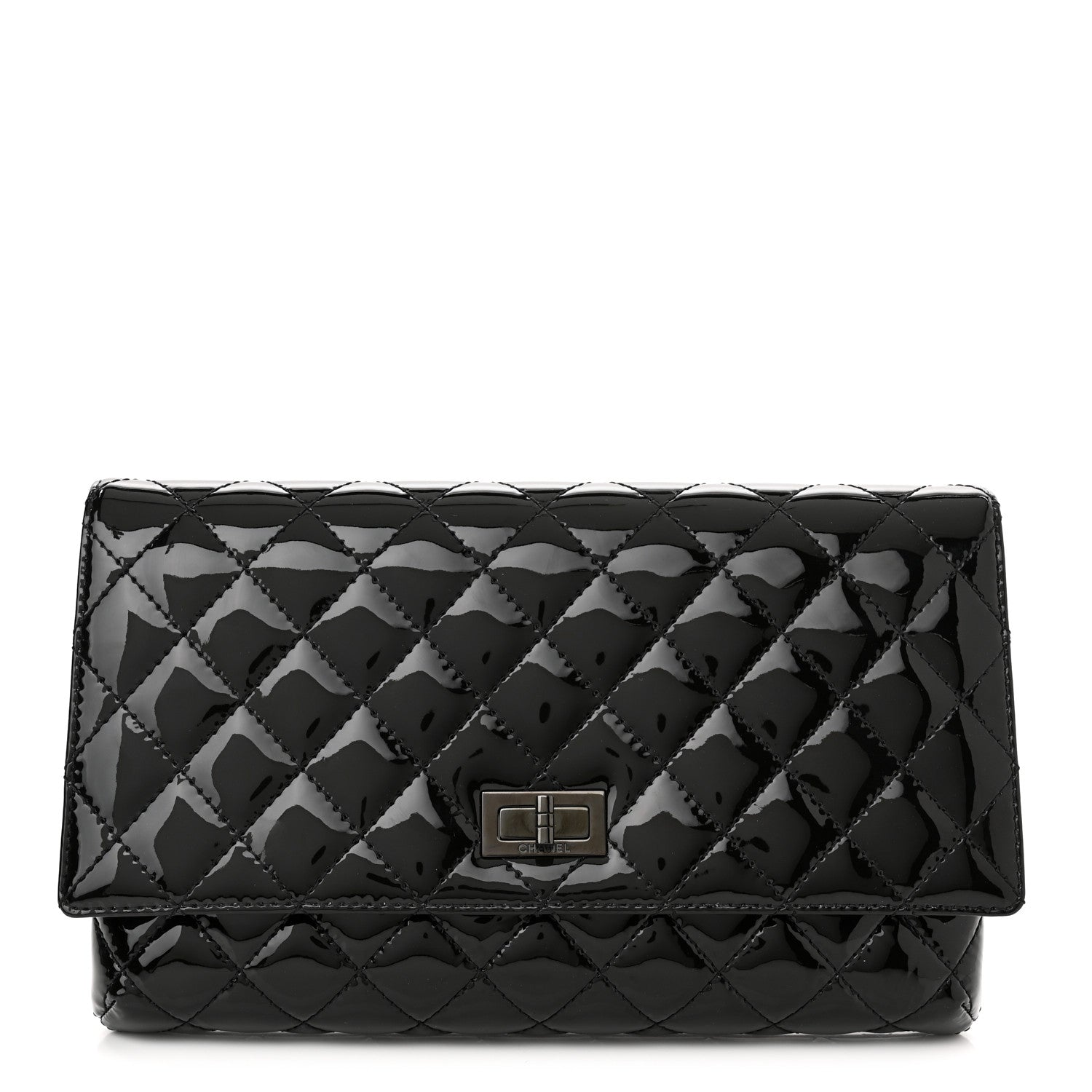 Chanel Patent Calfskin Quilted Reissue 2.55 Clutch So Black 1 of 11