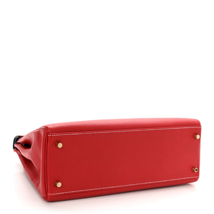 Hermes Epsom Candy Kelly Retourne 32 Rouge Casaque Bleu Thalassa 4 of 12