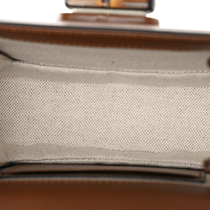 Gucci New Canvas Charisma Calfskin Crystal GG Monogram Small Bamboo 1947 Top Handle Bag Camel Ebony 5 of 10