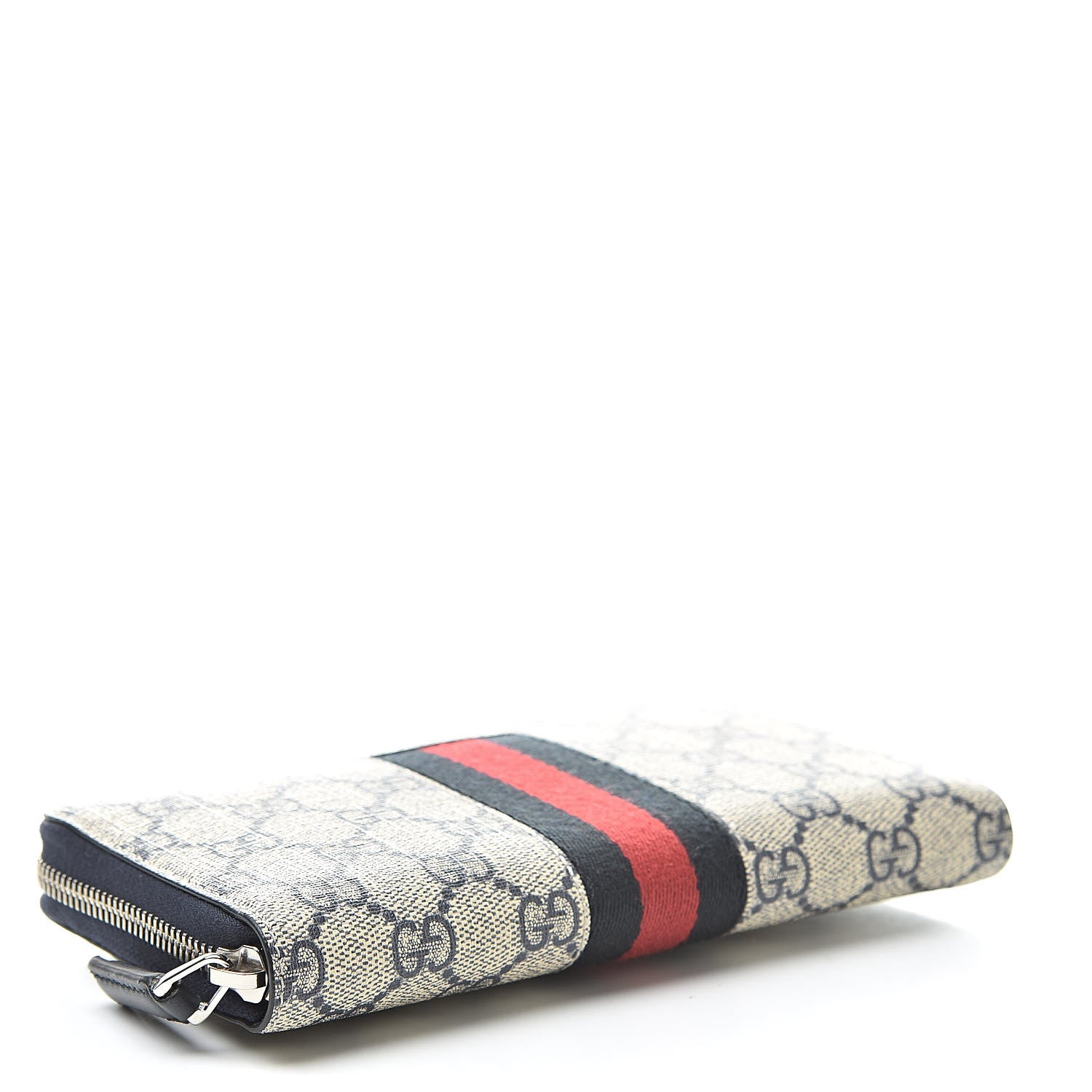 Gucci GG Supreme Monogram Web Zip Around Wallet Beige Blue 4 of 7