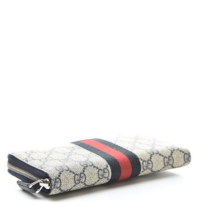 Gucci GG Supreme Monogram Web Zip Around Wallet Beige Blue 4 of 7