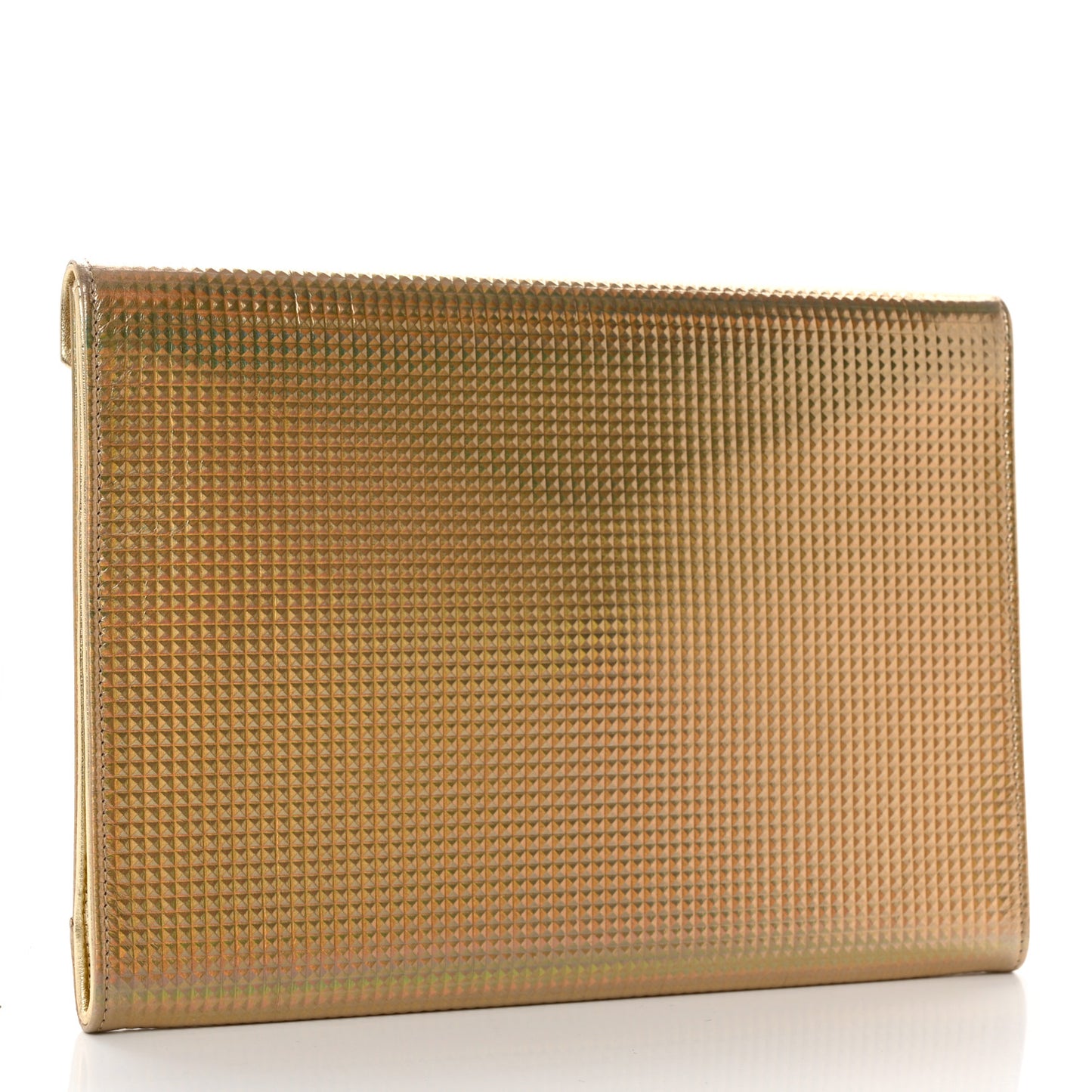Metallic Lambskin Embossed Envelope Clutch Gold
