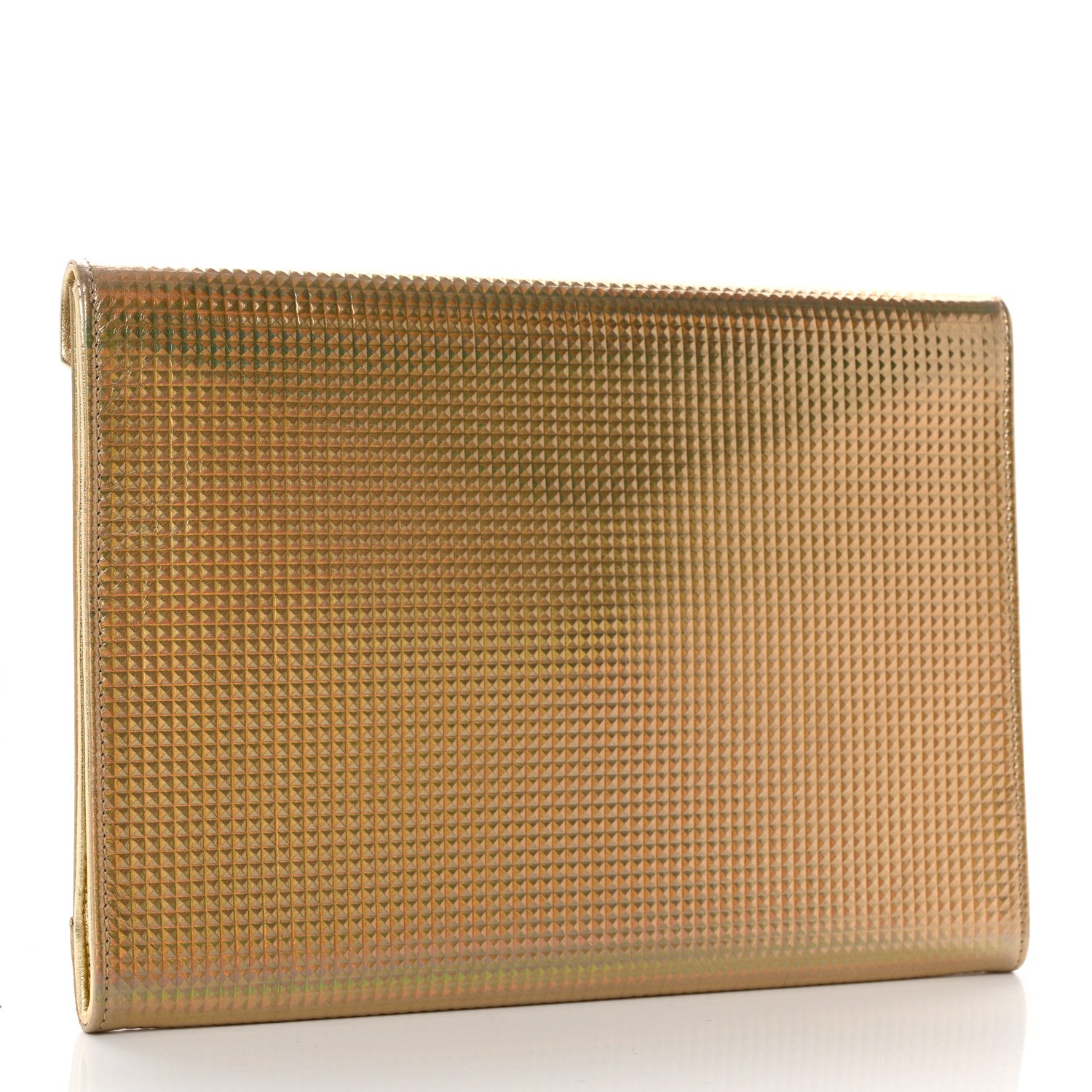 Chanel Metallic Lambskin Embossed Envelope Clutch Gold 3 of 8