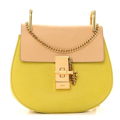 Chloe Grained Calfskin Lambskin Mini Bi-Color Drew Shoulder Bag Yellow Beige 1 of 14