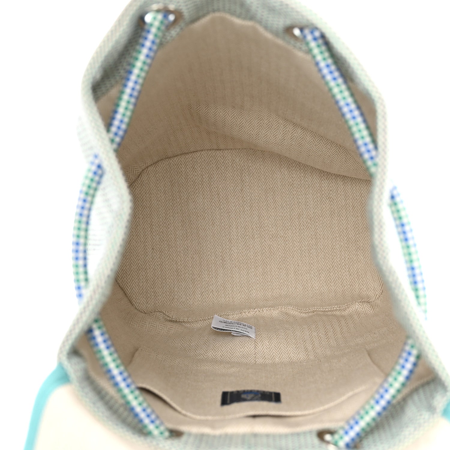 Hermes H Canvas Embroidered Les Cabanes Backpack Marine Menthe 4 of 10