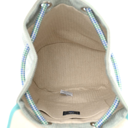 Hermes H Canvas Embroidered Les Cabanes Backpack Marine Menthe 4 of 10