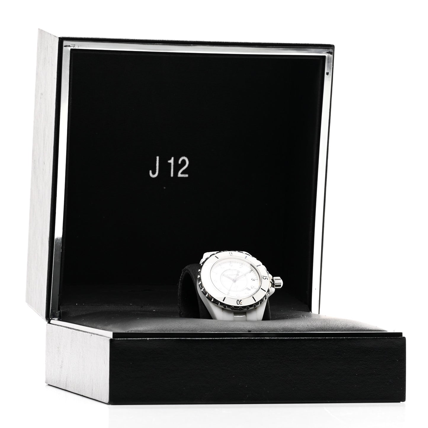 Stainless Steel Ceramic Diamond 33mm J12 Quartz Watch White