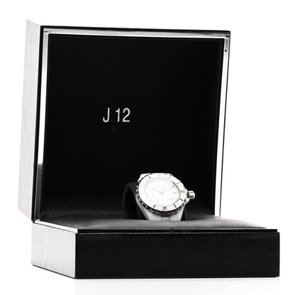 Chanel Stainless Steel Ceramic Diamond 33mm J12 Quartz Watch White 5 of 5