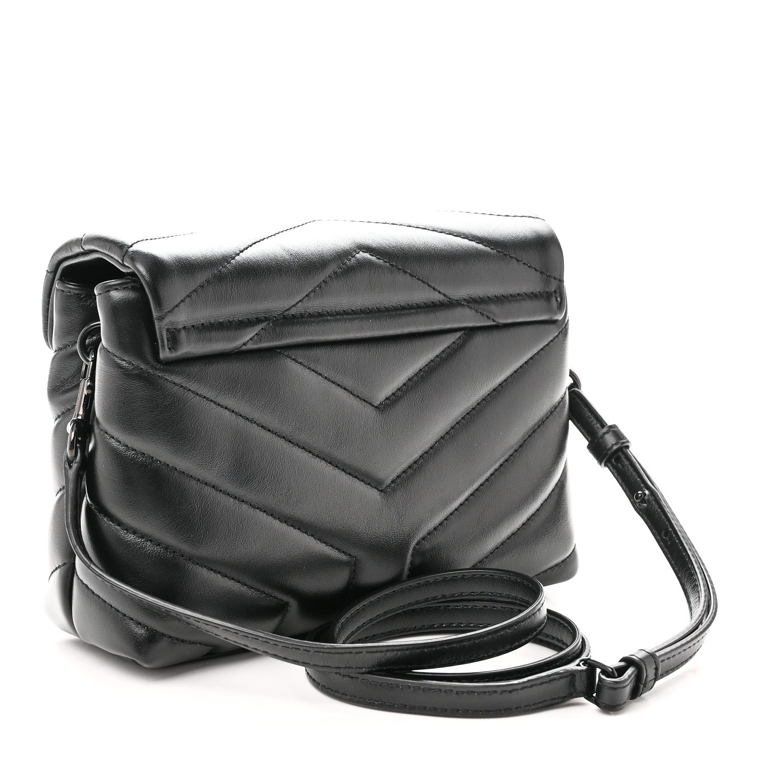 Saint Laurent Calfskin Y Quilted Monogram Monochrome Toy Loulou Crossbody Bag Black 3 of 11