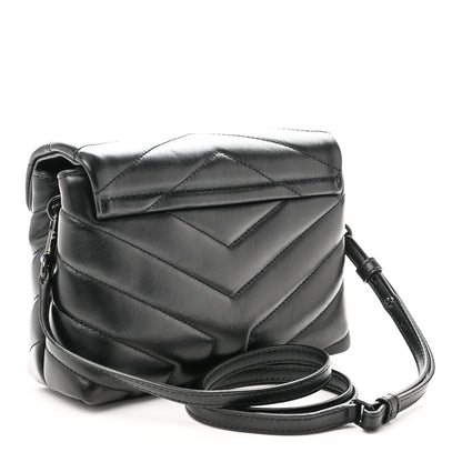 Saint Laurent Calfskin Y Quilted Monogram Monochrome Toy Loulou Crossbody Bag Black 3 of 11