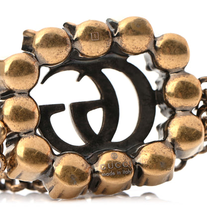 Gucci Metal Crystal Double G Bracelet Aged Gold 4 of 4