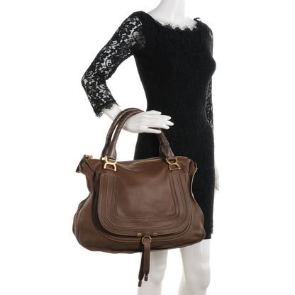 Chloe Calfskin Large Marcie Satchel Brown 2 of 9