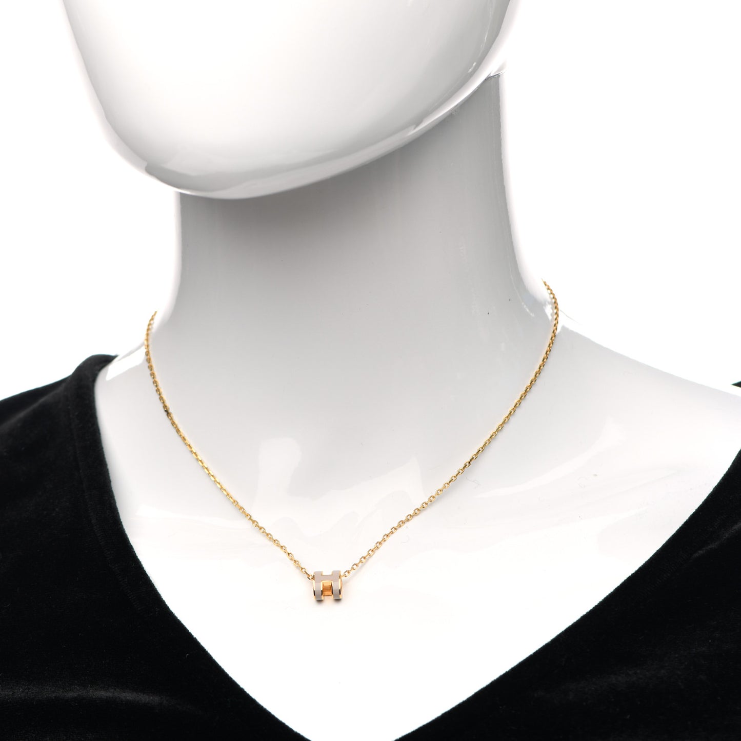 Lacquered Gold Mini Pop H Pendant Necklace Marron Glace
