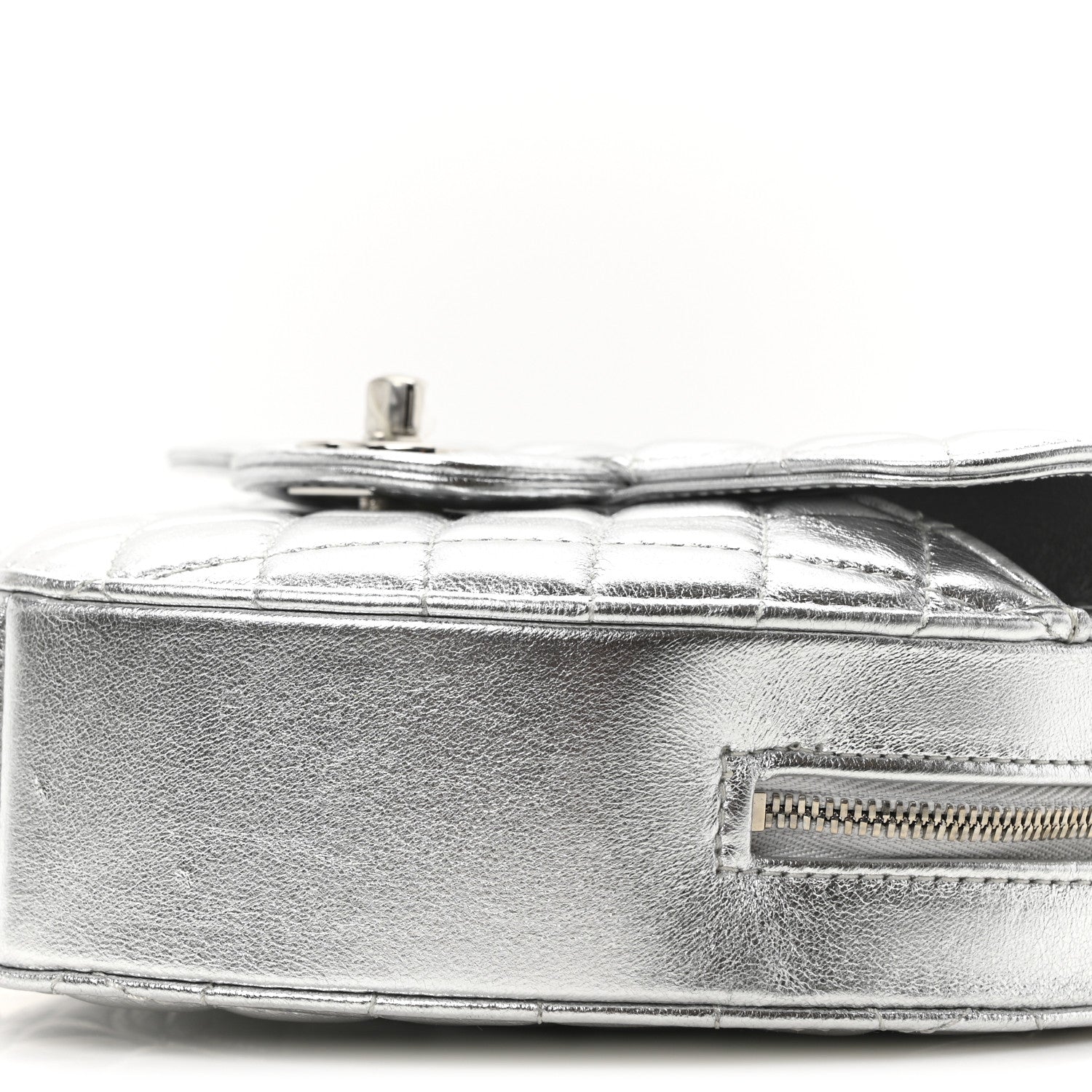 Chanel Metallic Lambskin Quilted CC In Love Heart Bag Silver 10 of 10