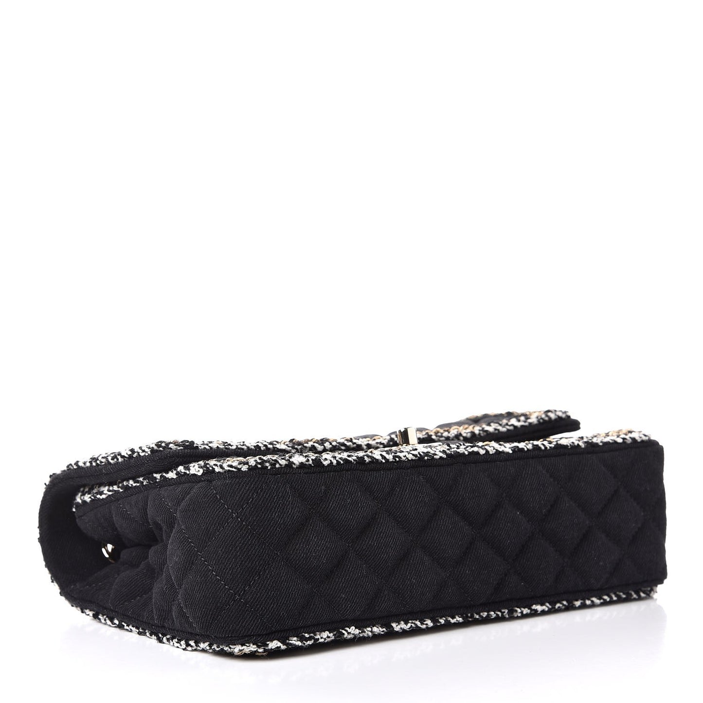 Denim Braided Medium Flap Bag Black