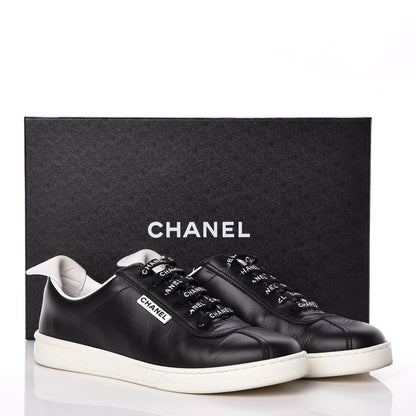 Chanel Calfskin Womens CC Sneakers 38.5 Black 10 of 10