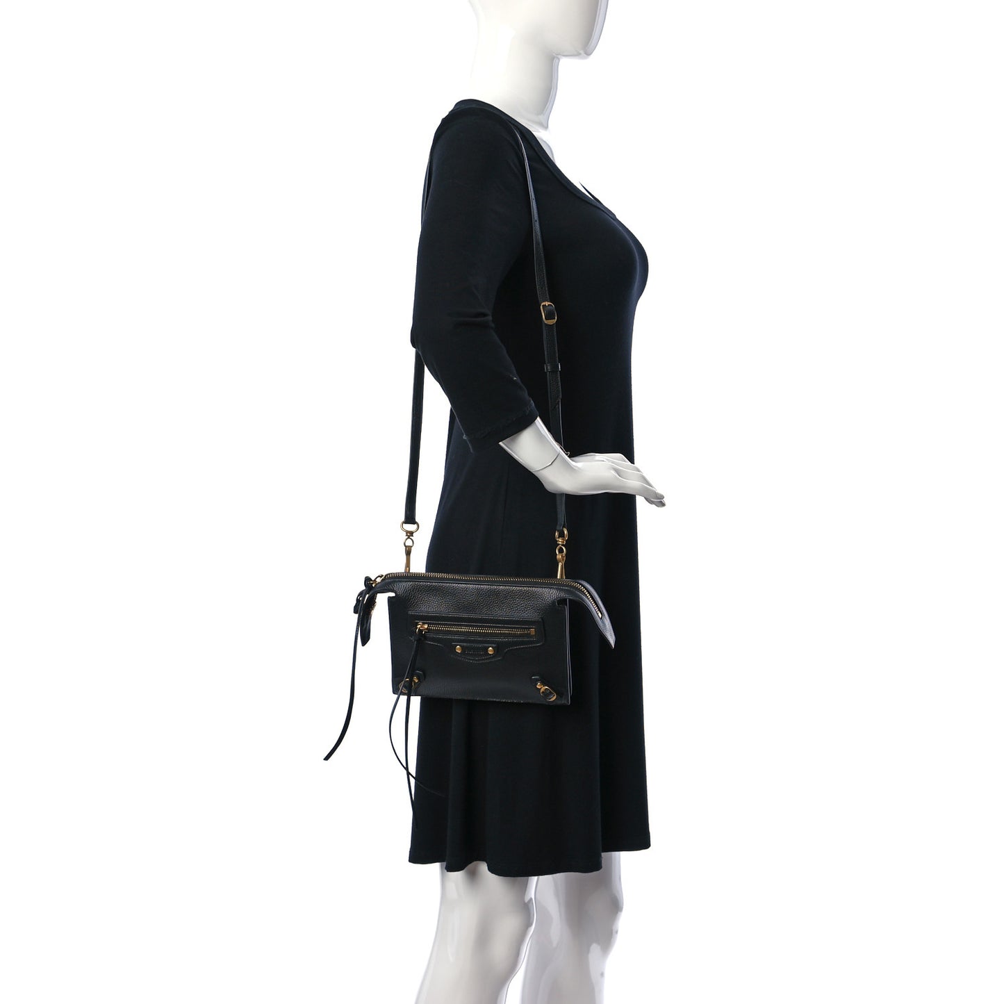 Grained Calfskin Neo Classic Gold Hardware Multipouch Black