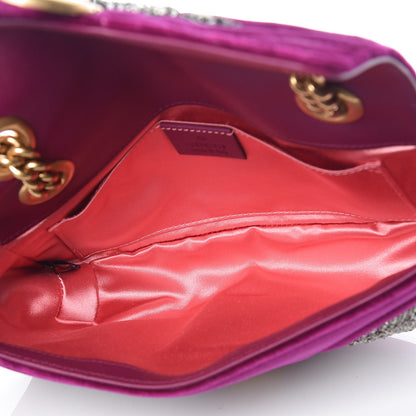 Gucci Velvet Matelasse Embroidered Mini GG Marmont Shoulder Bag Bordeaux 5 of 10