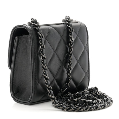 Chanel Lambskin Quilted Mini Trendy CC Clutch With Chain So Black 3 of 10