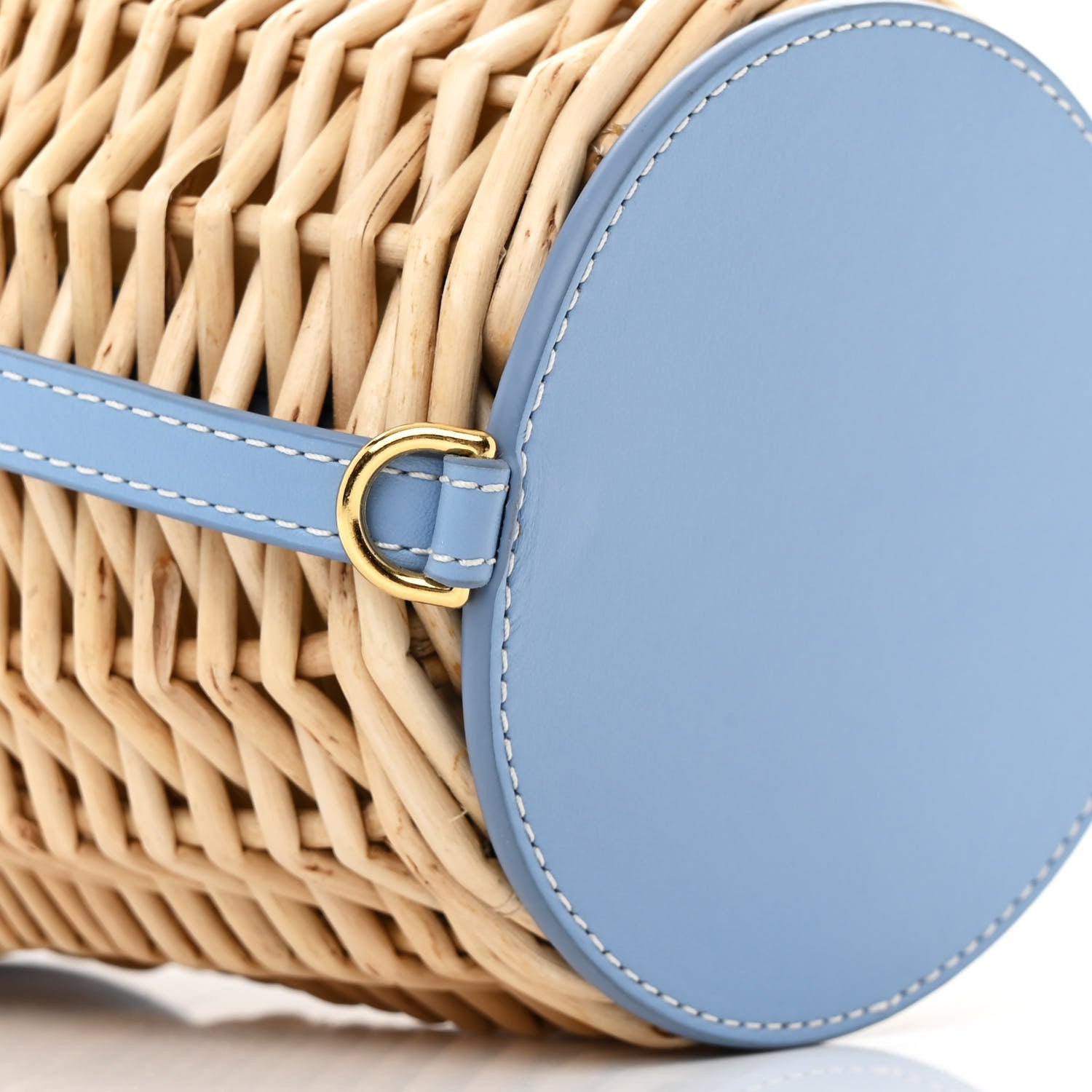 Jacquemus Wicker Calfskin Le Panier Seau Bucket Bag Blue 9 of 10