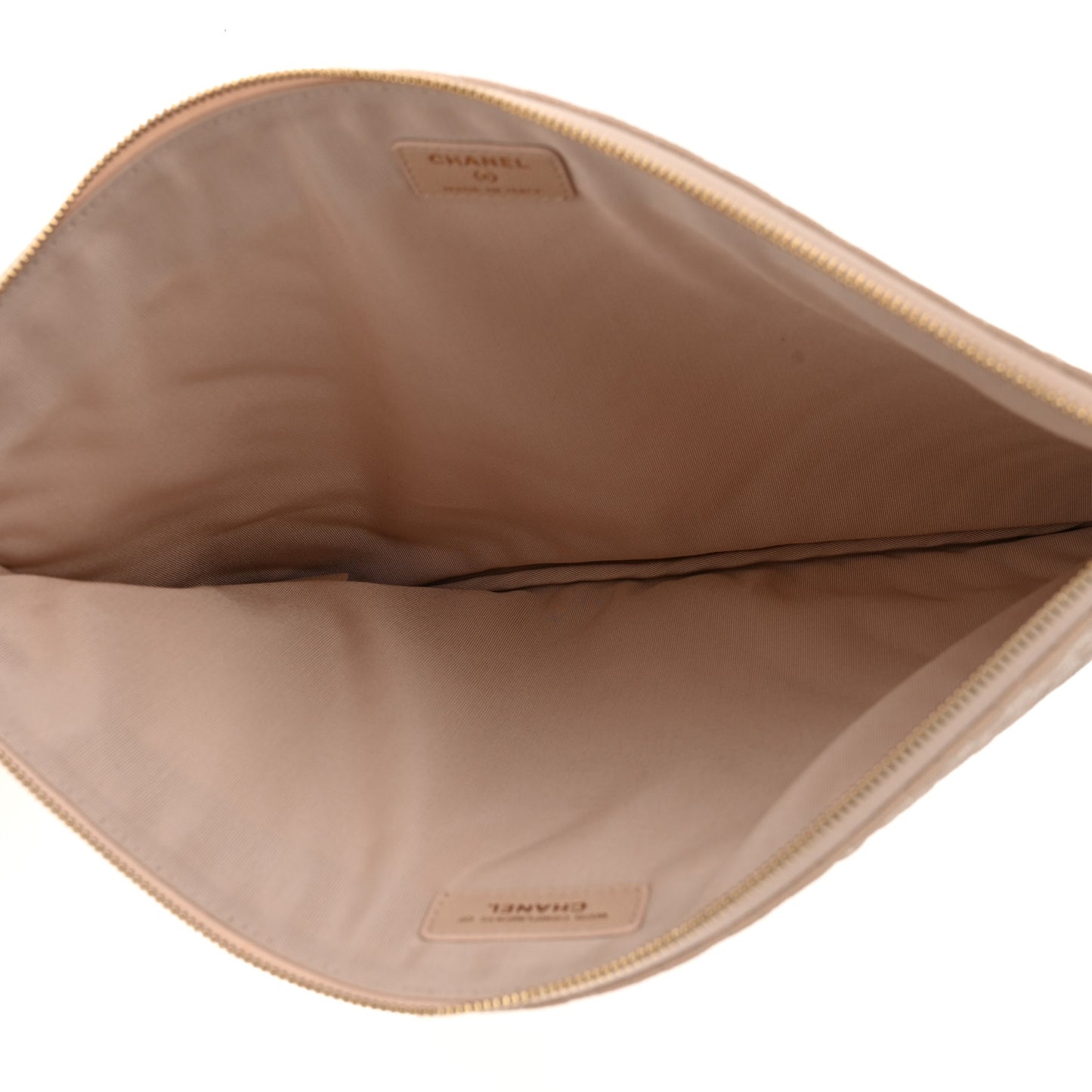 Caviar Chevron Quilted Large Cosmetic Case Light Pink