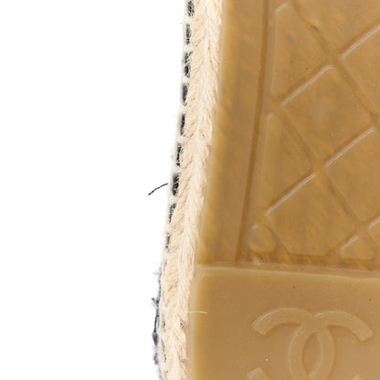 Chanel Metallic Lambskin Tweed CC Espadrilles 41 Black Silver 11 of 13