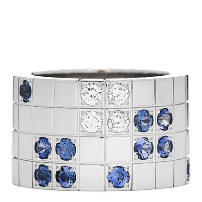 Cartier 18K White Gold Diamond Sapphire Wide Lanieres Ring 49 5 1 of 5